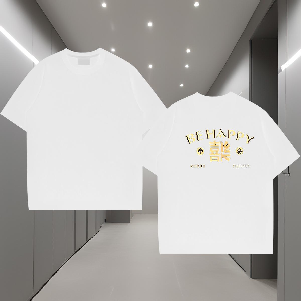 2024 Summer Mens T Shirts letter Tops Shirt 230g Cotton Sports Casual Loose Fit DIY Printed Breathable Short Sleeve Tshirts