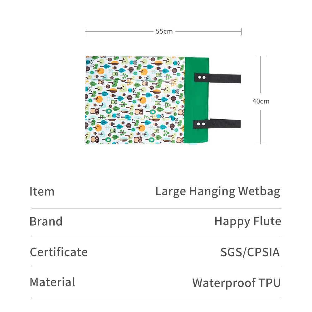 Happyflux large hanging wet bag waterproof baby cloth diaper pajama bag washable dry wet separation mother bag 55 * 40cm W240812