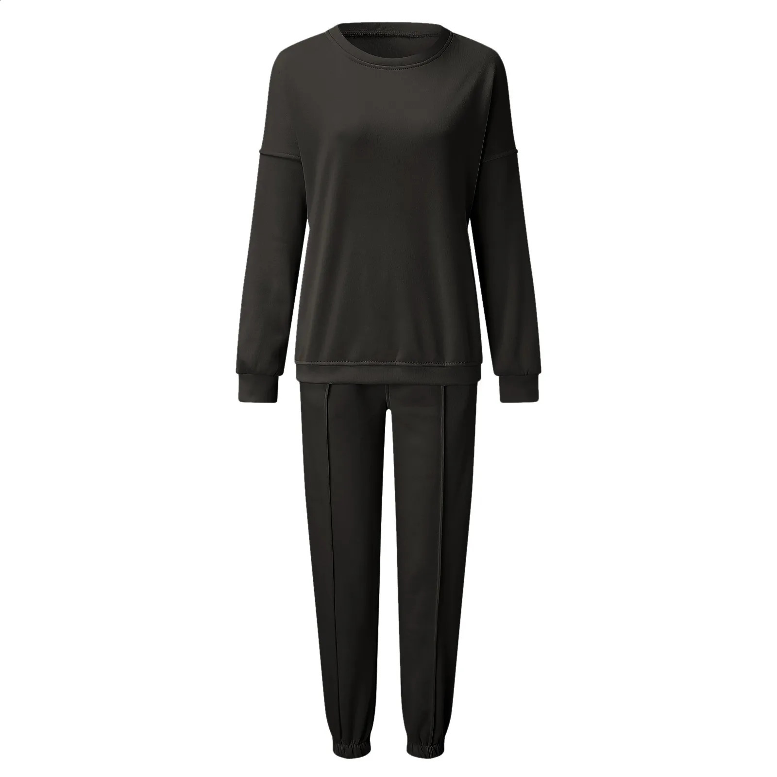 Long Sleeve Pullovers SweatshirtElastic High Waist Jogging Pants Set Women Tracksuit Suit Sportwear Two Piece Sets Spring Fall 240812