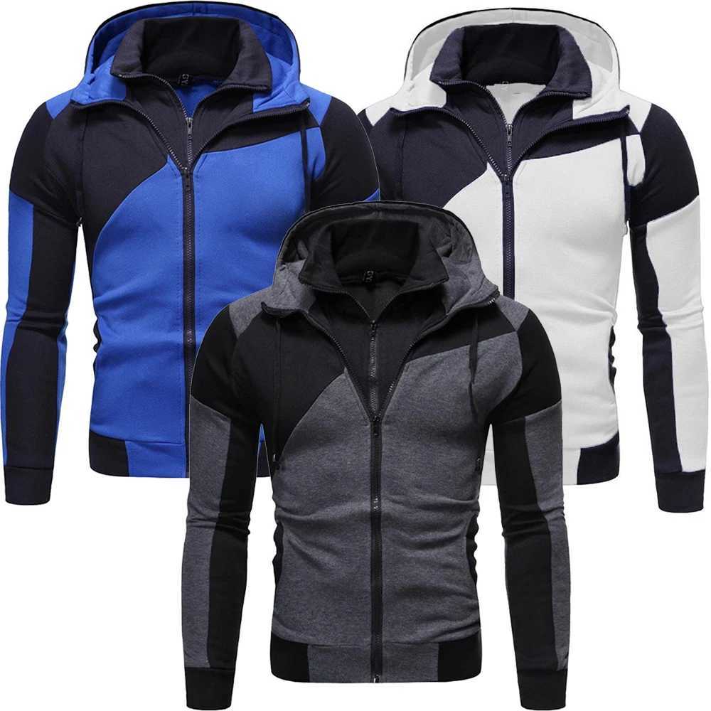 Men Hooded Fleece Zip Hoodie Men Thick Solid Color Sweatshirt Mens Casual Hoodies Sportswear Hooded SweatshirtsXJ240812