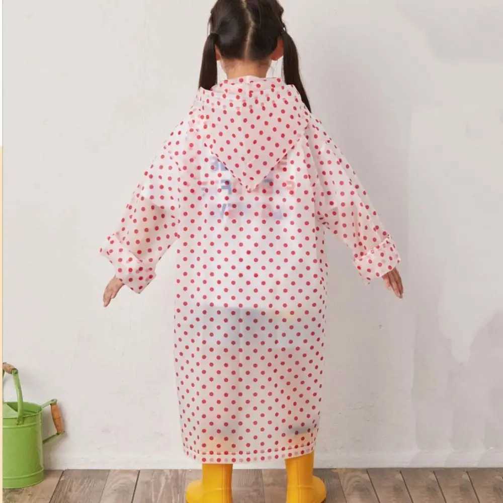 Dots Children Hooded Raincoat Portable Non Disposable EVA Boys and Girls Rain Gear Buttons Rain Poncho Kids Rain Cape Children Y240810