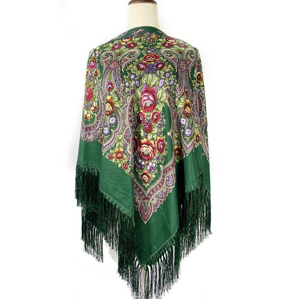 135 * 135cm Russian floral print square scarf for womens ethnic edge Bandana shawl Babushka handle chief blanket headband W240810