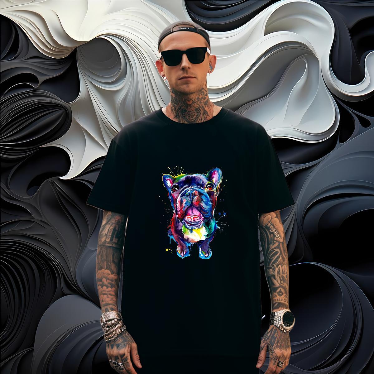Free Shipping Mens T Shirts Dog Pure Cotton Casual Daily Wear Custom Print Oversized 230g Cotton Tshirt for Man Woman 2024 Polos
