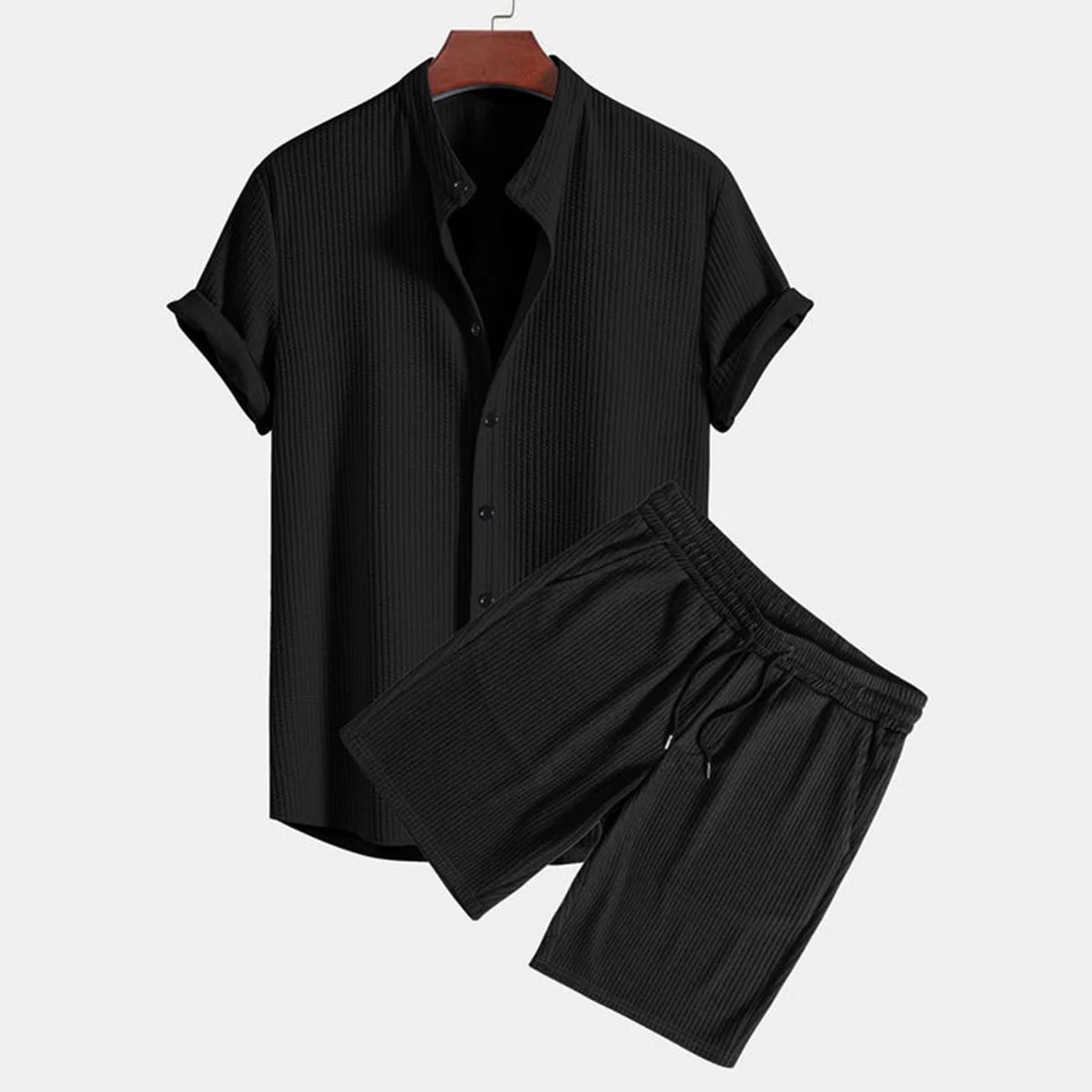 Mens Tracksuits Leisure loose multi-color beach outfit with pit stripe short sleeved set two-piece set