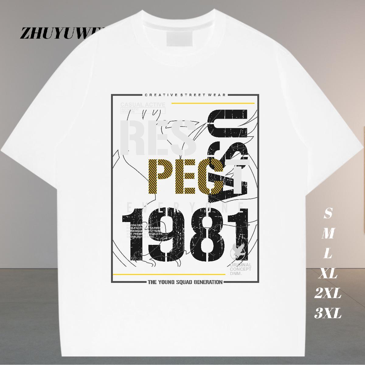 Brand T-Shirts for Men letter Tee Shirt 230g 100% Cotton High Street Hip Hop Loose Fit Black Oversized Breathable Crew Neck Tshirt for Man Woman