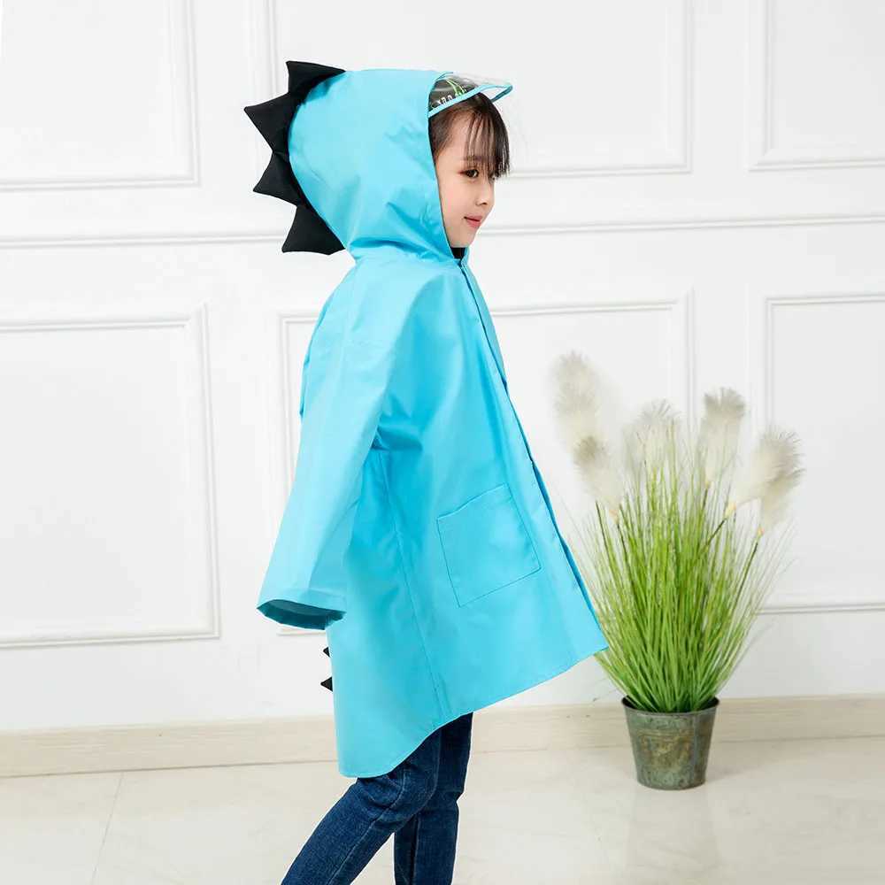 Cute Dinosaur Kids Raincoat Waterproof Children Rain Jacket Boys And Girls Rain Coat Outdoor Trench Poncho Student Rainwear Y240810