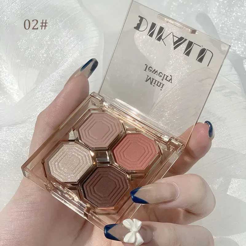 New 4 Colors Eyeshadow Palette Portable Makeup Highlight Matte Shimmer Eyeshadow Shiny Long Lasting Natural Eyeshadow CosmeticsW241212