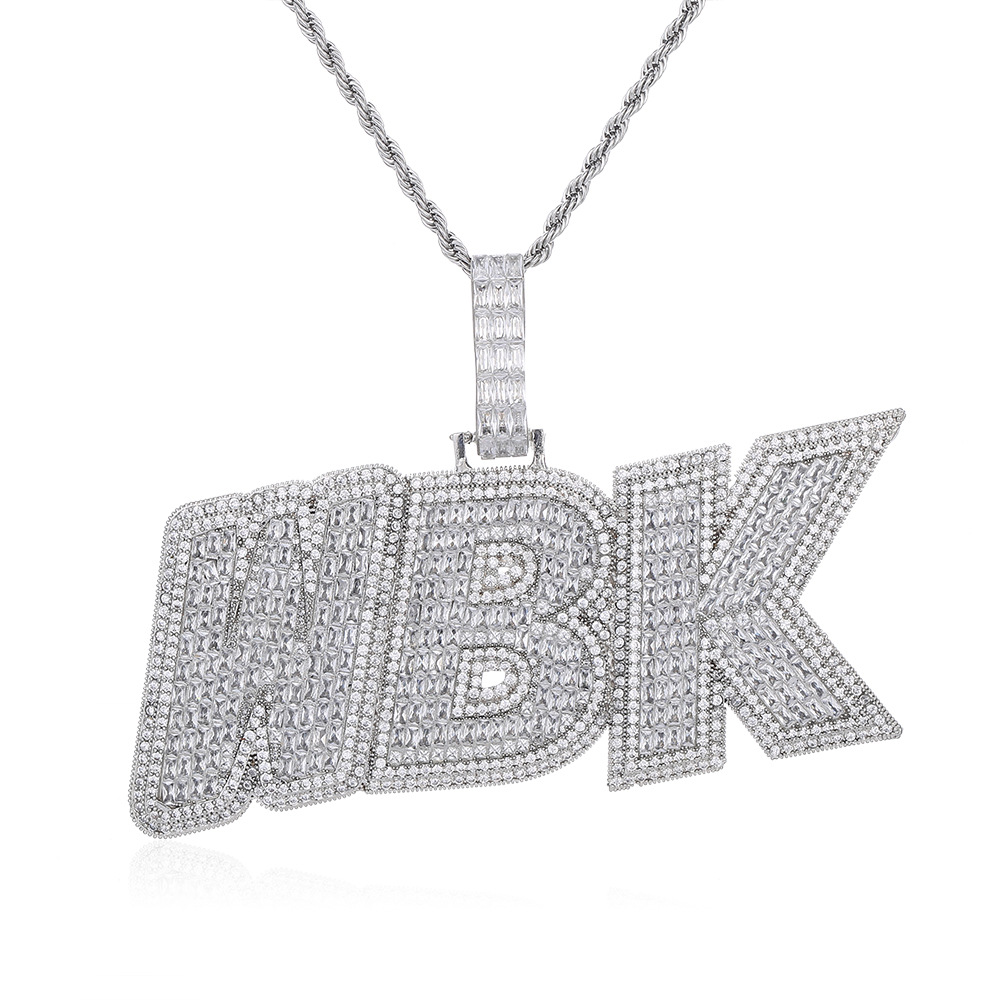 Hip Hop DIY Custom A-Z Letters Pendant Necklace Full Zircon 18k Real Gold Plated Men Jewelrys