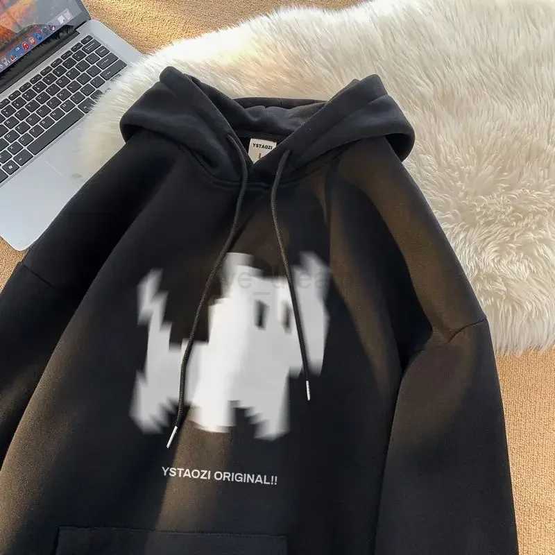 Mens hip-hop hooded sweater loose vintage hooded sweatshirt student casual top autumn trendy clothing street gym clothingXJ240812