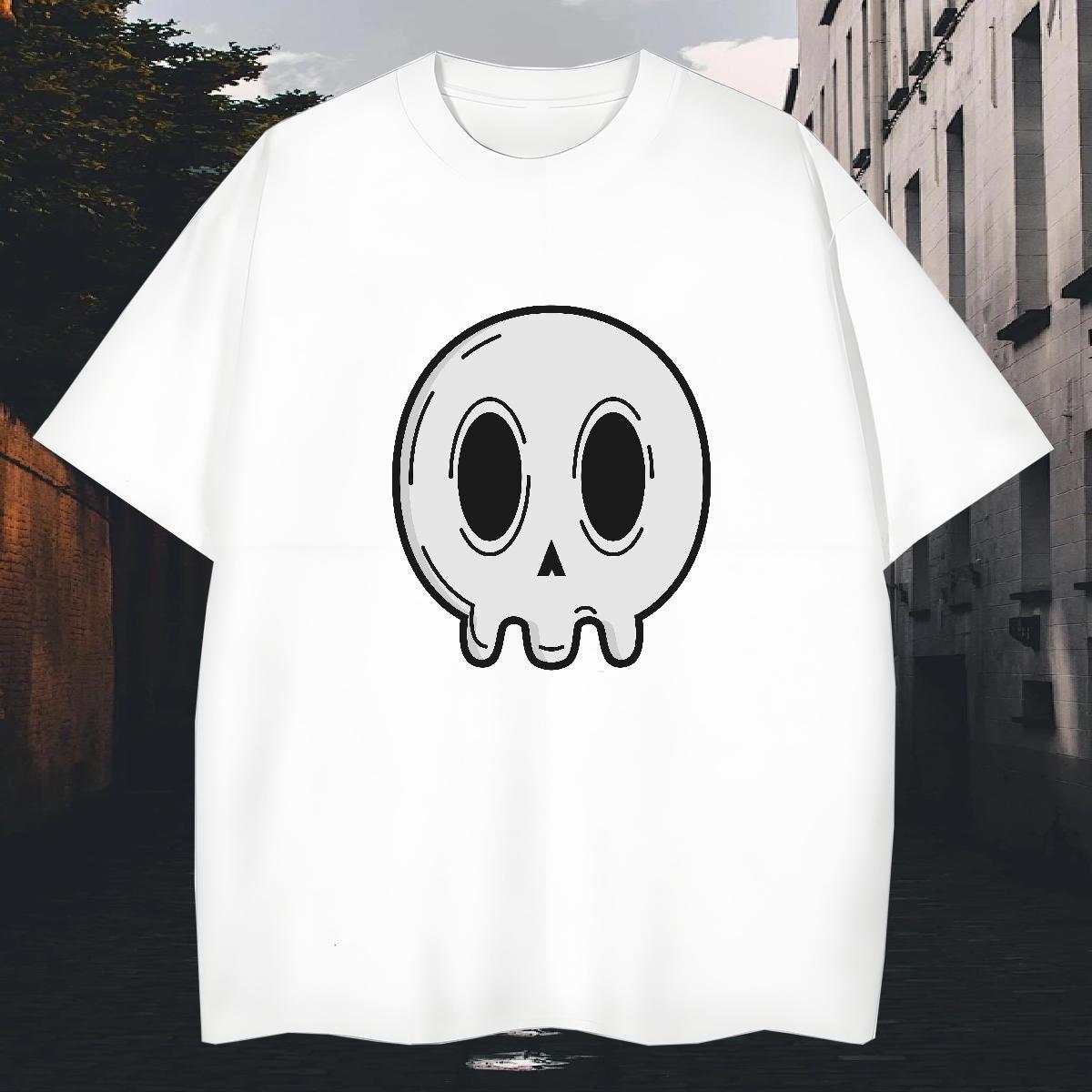 Fashion Design T Shirt For Man skull Wear 100% Cotton 230g Street Casual Cool Design Black White Breathable Short Sleeve Men Tshirts
