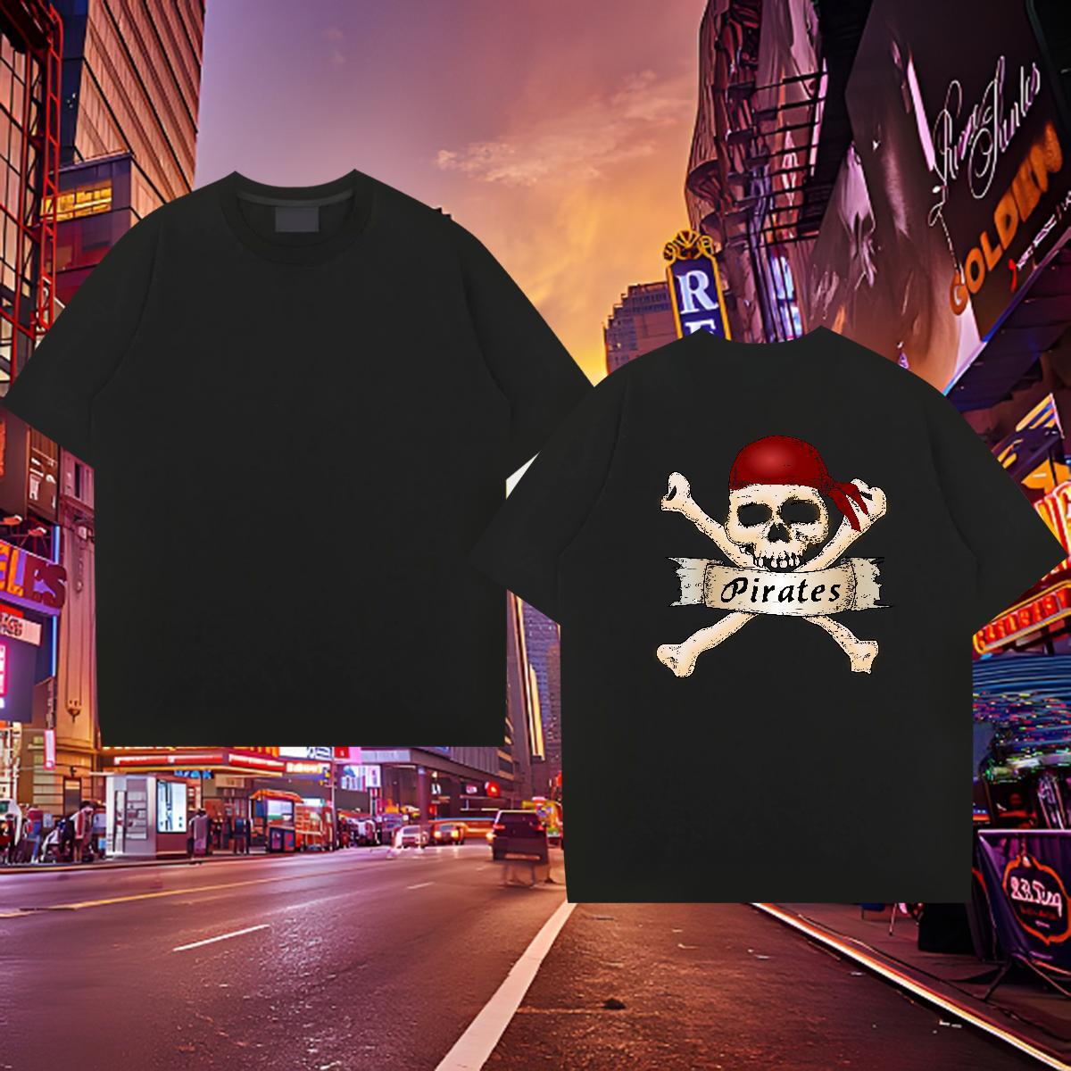 Fashion New T Shirt For Man skull Tees Shirts 230g Pure Cotton Daily Outfit Popular Custom Print Plus Size Breathable Crew Neck Tshirt for Man Woman