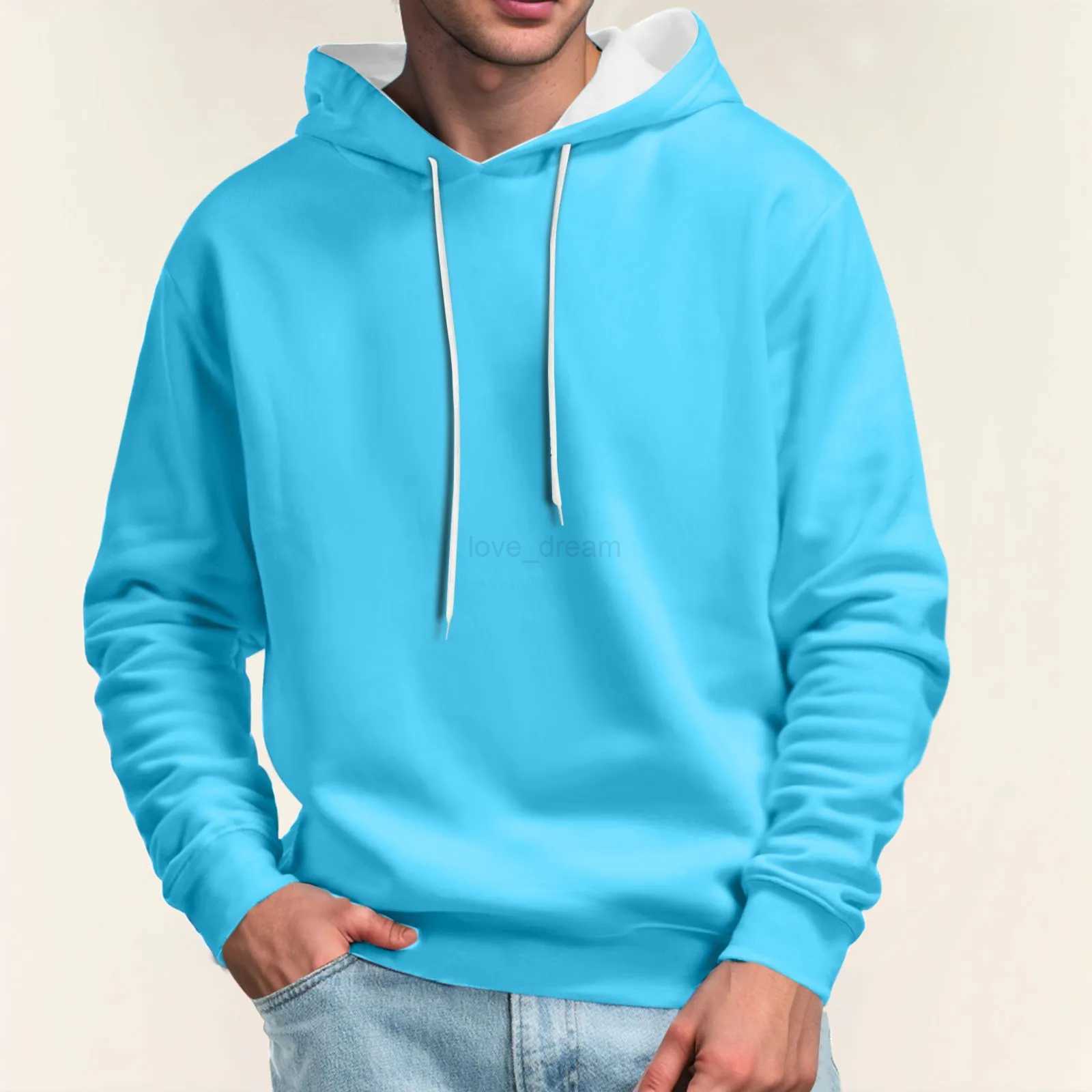 Fashion Streetwear Casual Mens Loose Breathable Brand Hoody Sports Pullover Solid Color Men Hoodies Fleece Warm Mens SweatshirtXJ240812