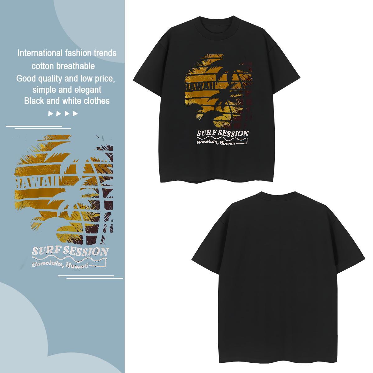 Loose Fit Men Tees tree 100% Cotton 230g Daily Wear Crew Neck T Shirts Men Cartoon Print New Arrival Tee Shirt