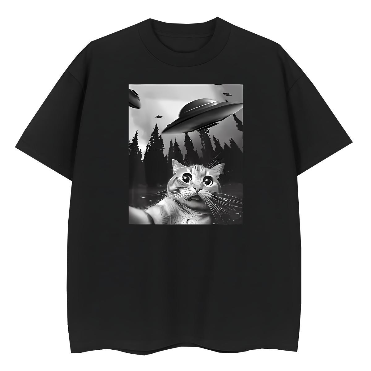 Unisex Men Tops Tees Daily Outfit 230g 100% Cotton Custom Printing O-Neck Short Sleeve cat T shirt Free Shipping Wear