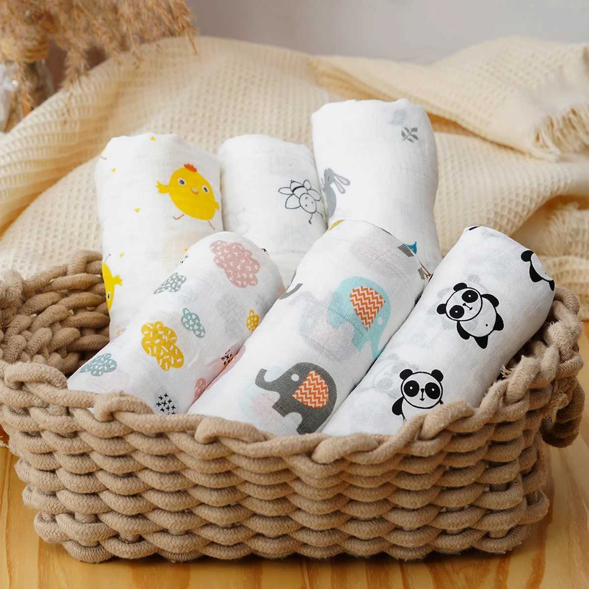 HappyFluent 120 * 110CM Skin Edge Swadle Ultra Soft Cotton Fiber Cartoon Printing Comfortable Baby Blanket PackagingW240810