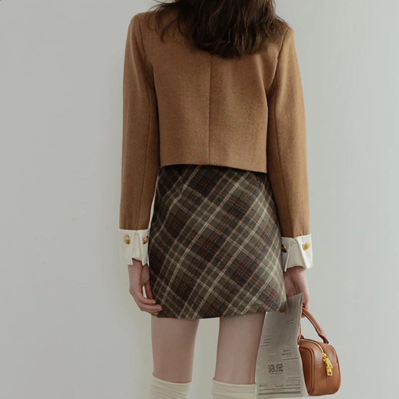 ITOOLIN Autumn Winter Women Vintage Tweed Long Sleeves Jacket Single Breasted Loose Cardigan Coat O-neck Women Office Outerwear 240812