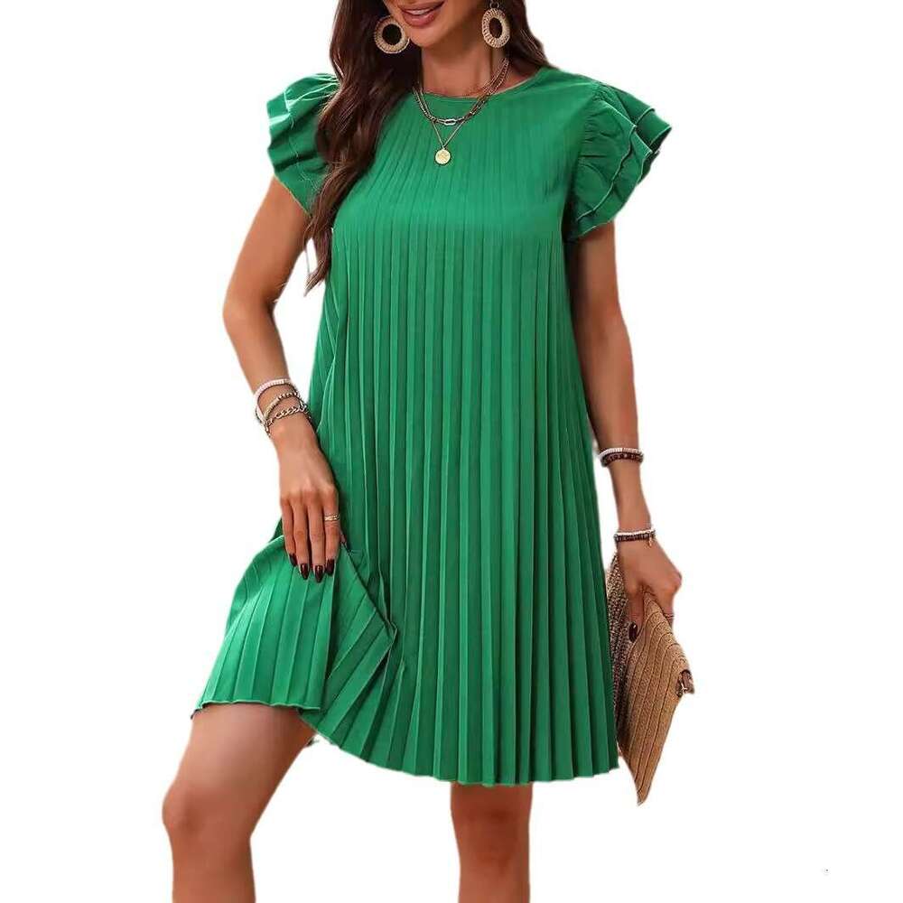 Solid Ventilation Womens Tiktok 2024 Spring/summer Elegant Solid Color Dress Chiffon Floral Dress Autumn Dress Women Loose Sexy Short Novelty Silk Dre