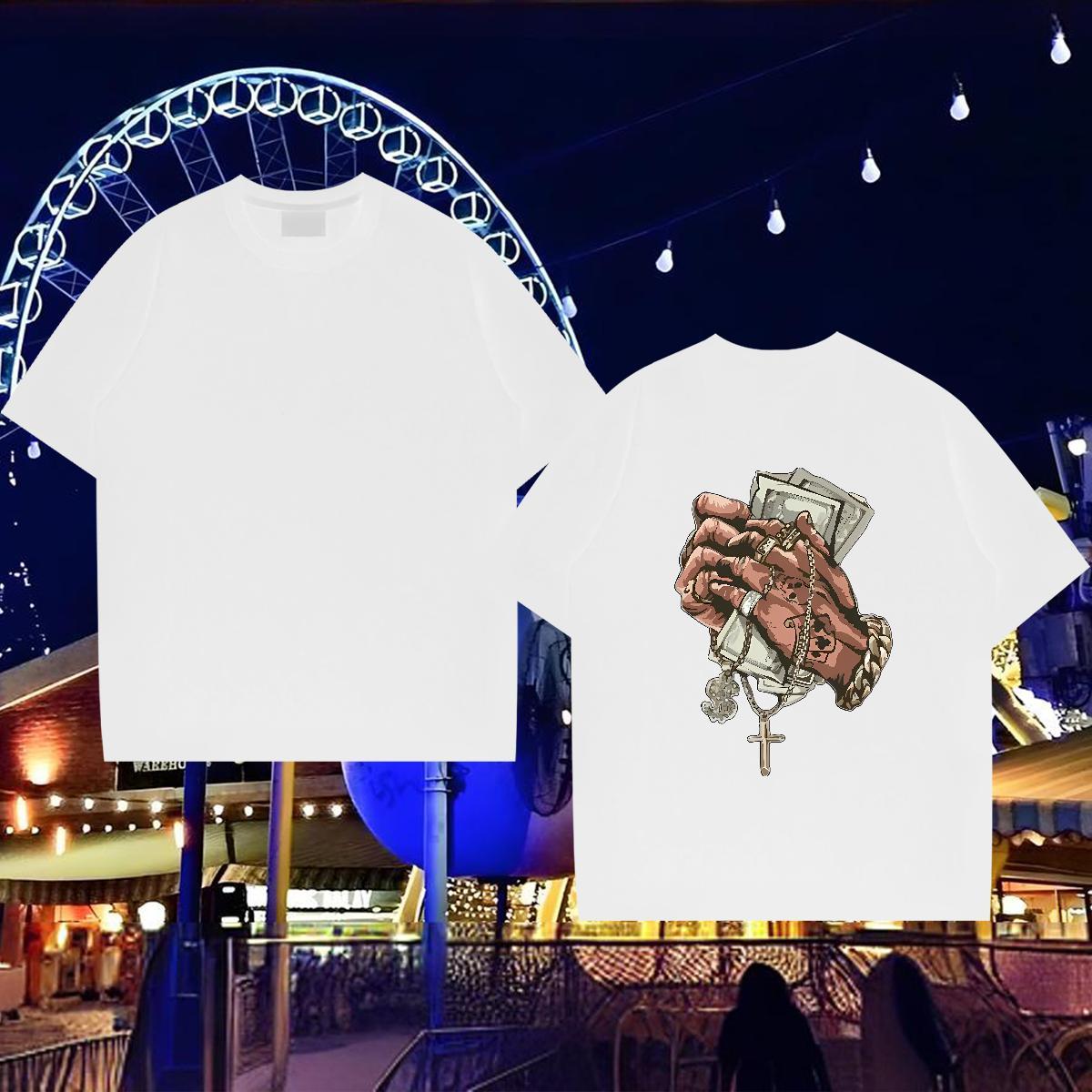 Classic T Shirts Men money Top Tees 230g Cotton High Street Hip Hop TOP Quality Oversized Crew Neck Breathable Couples T Shirts
