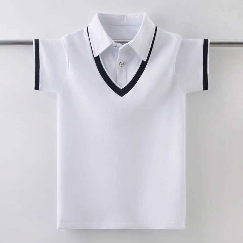 Kids Pure Cotton Polo Shirt Summer Fashion Children School Uniform T-Shirt For Teenager Boys 4-15 Years TopsXJ241225