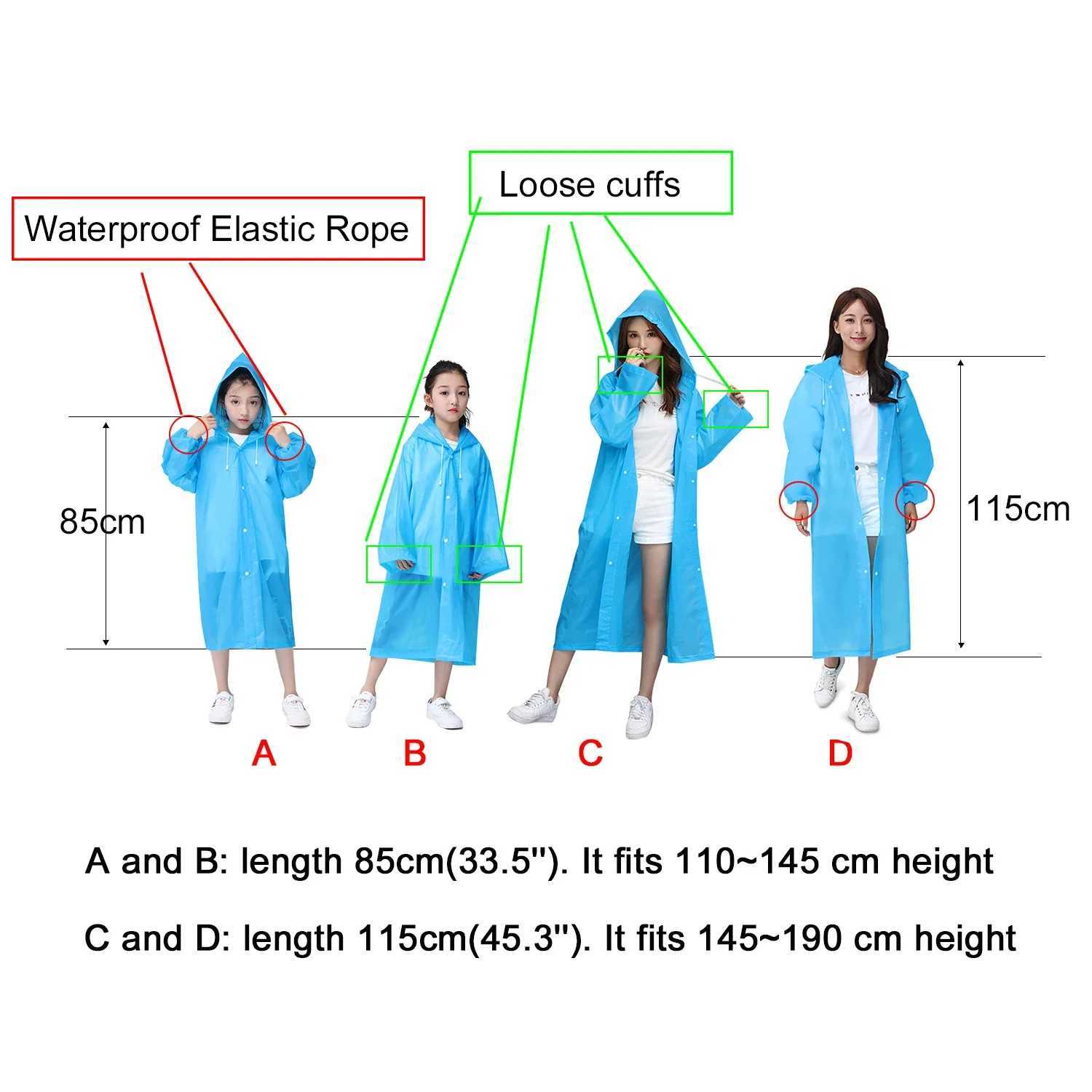 Reusable EVA Children Adult Raincoats Kid Adult Thickened Waterproof Rain Coat Girl Boy Outdoor Hiking Travel Rain Jacket Y240810