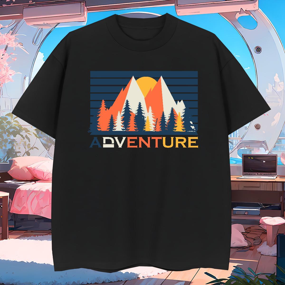 Cool Mens Tshirts mountains 230g 100% Cotton Casual Beach Crew Neck Breathable T shirt Custom Cartoon 2024 Designer Top Tees
