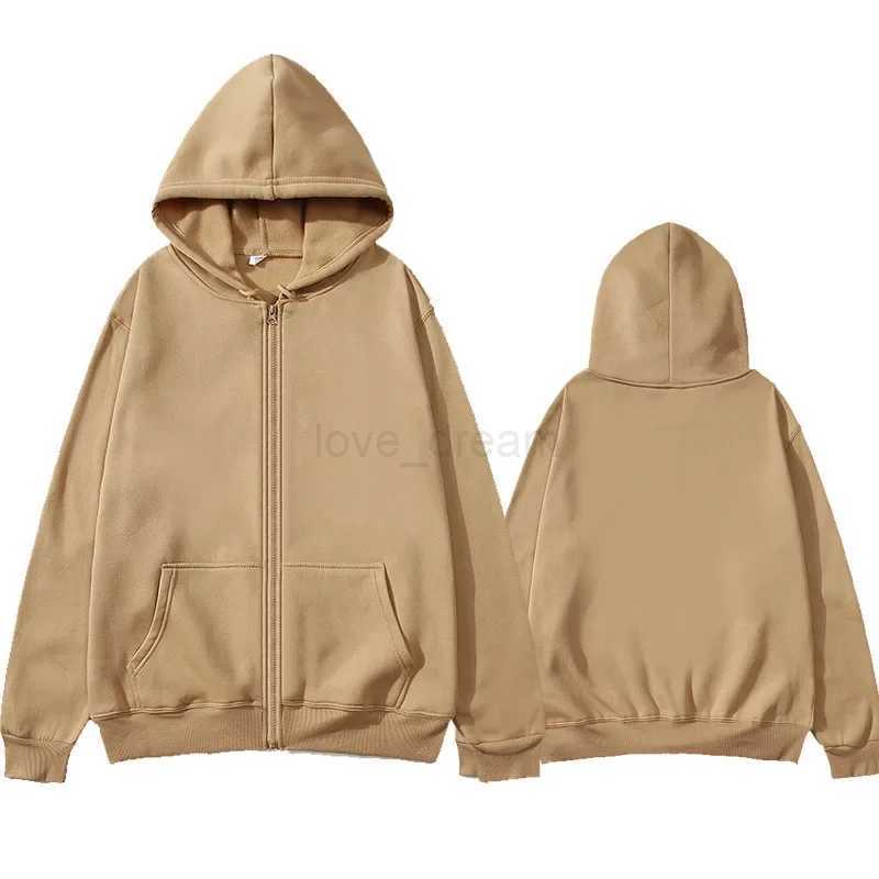 Mens and womens same jacket sweater cardigan solid color hooded sportswear autumn and winter zipper shirt hoodieXJ240812