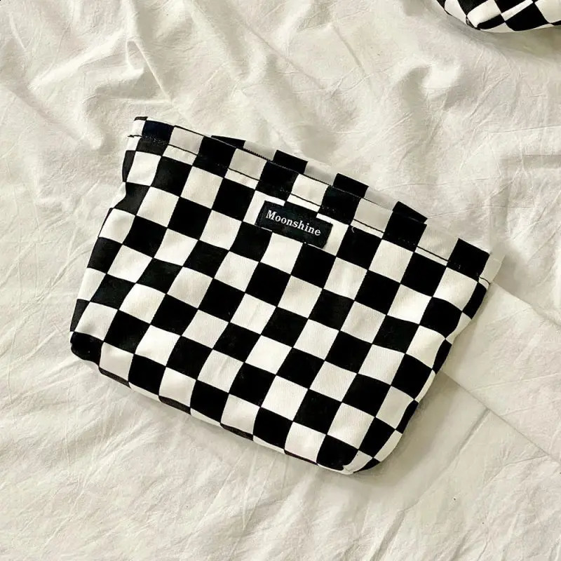Women Cosmetic Bag Corduroy Plaid Travel Makeup Portable Toiletry Bags Large Capacity Organizer Zipper Beauty Pouch 240812