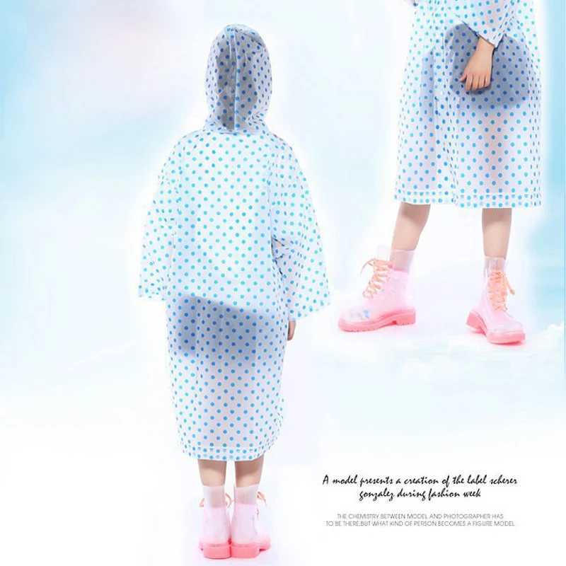 Portable Reusable Rain Coat For Children Kids Colorful Dots Rain Poncho Waterproof Poncho Rainwear For Outdoor Travel Y240810
