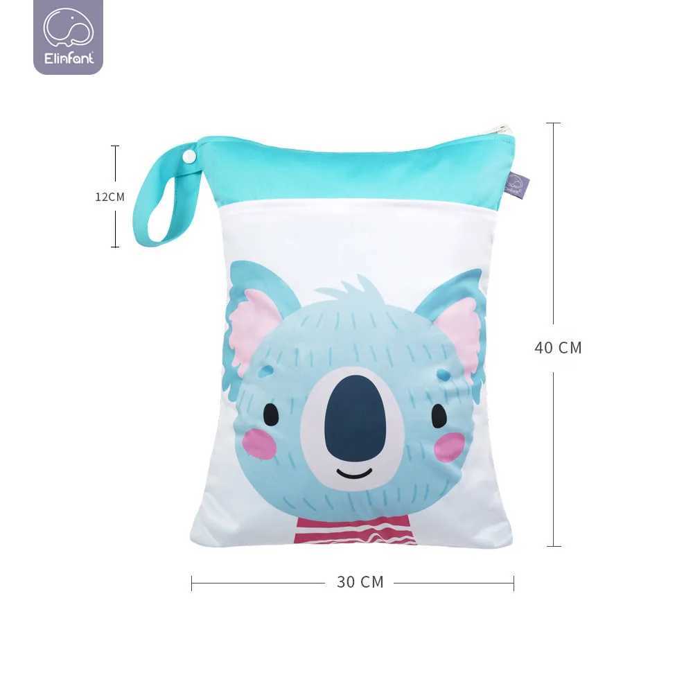 Elinfant 3-piece digital printed wet dry bag with two zippers baby diaper bag waterproof storage bag W240812