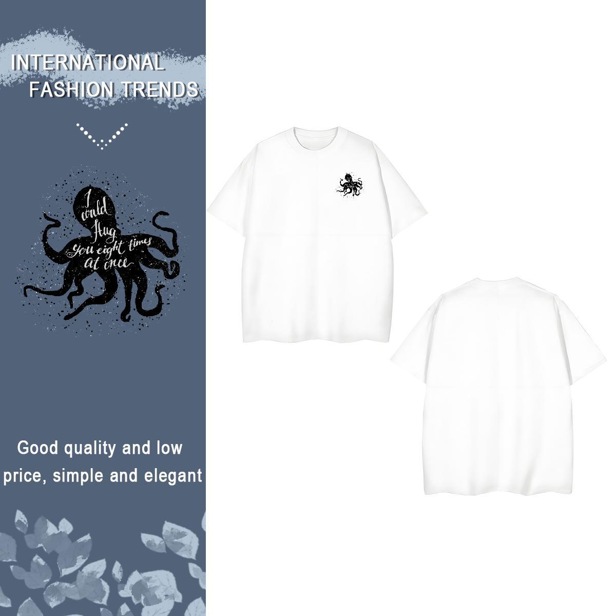 T shirt 230g 100% Cotton octopus Street Wear Breathable Short Sleeve Cartoon Print Men Clothes T-Shirt Wholesale Classic Tops