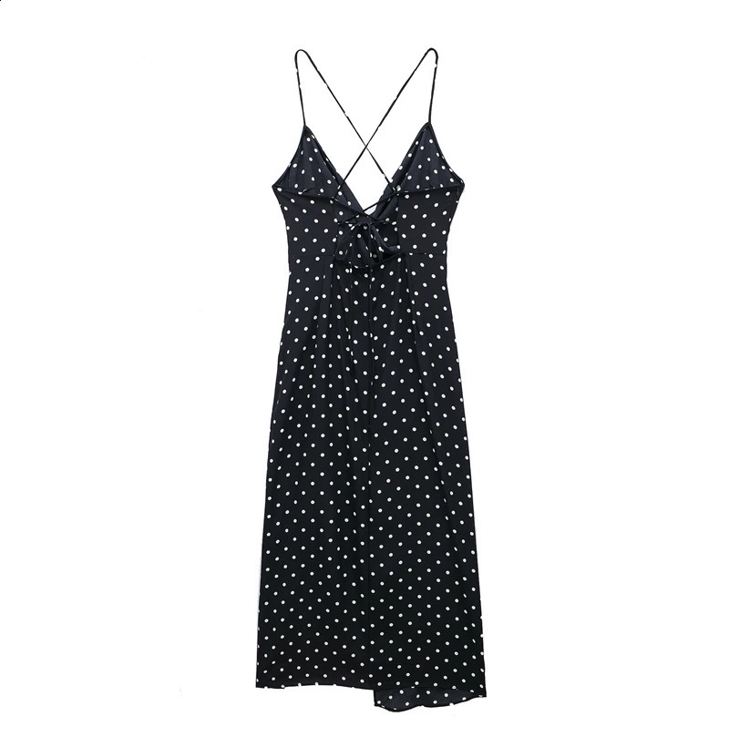 Womens Slip Dress 2024 Fashion Summer Sexy Backless Midi Dress for Women Elegance Chic Ladies Polka Dot Dress 240812
