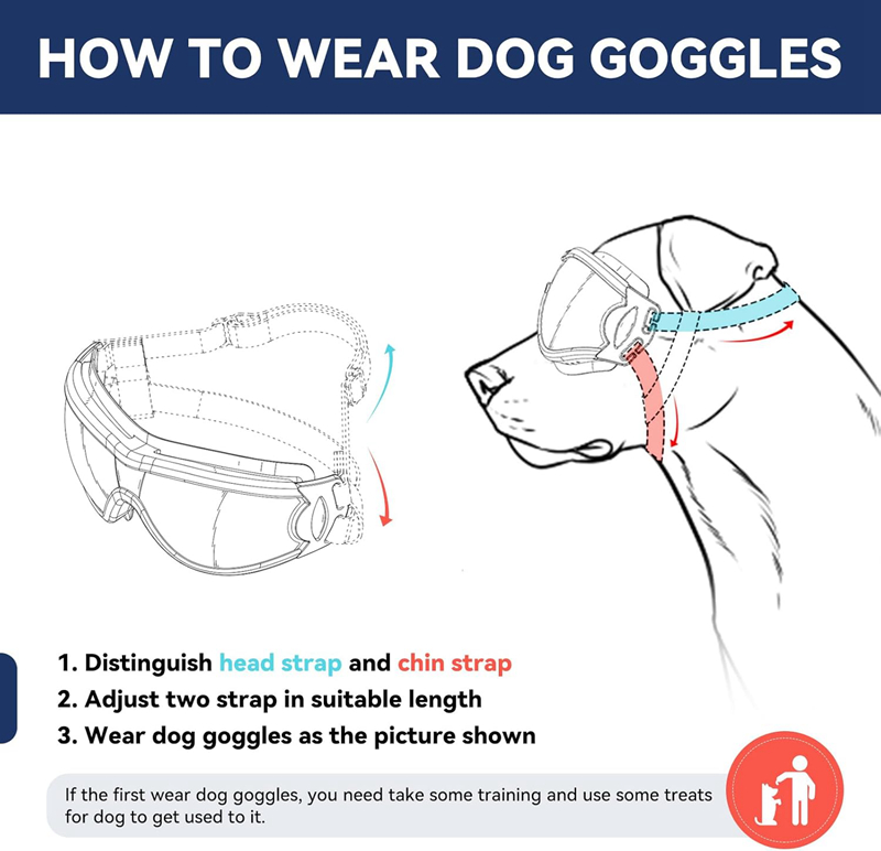 Dog Sunglasses Dog Goggles with Adjustable Strap for Travel Skiing and Anti-Fog Dog Snow Goggles Pet Goggles for Medium to Large Dog Anti-UV Eye Prote