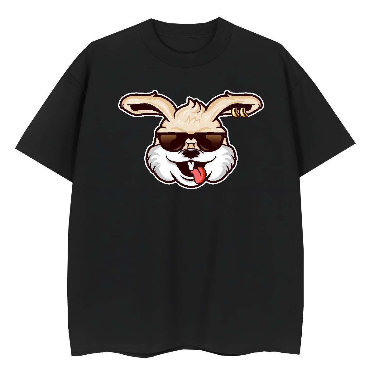 Comfortable T Shirts Men rabbit O-Neck Short Sleeve Casual Beach DIY Anime 100% Cotton 230g Men Tops Tees Stylist Clothings