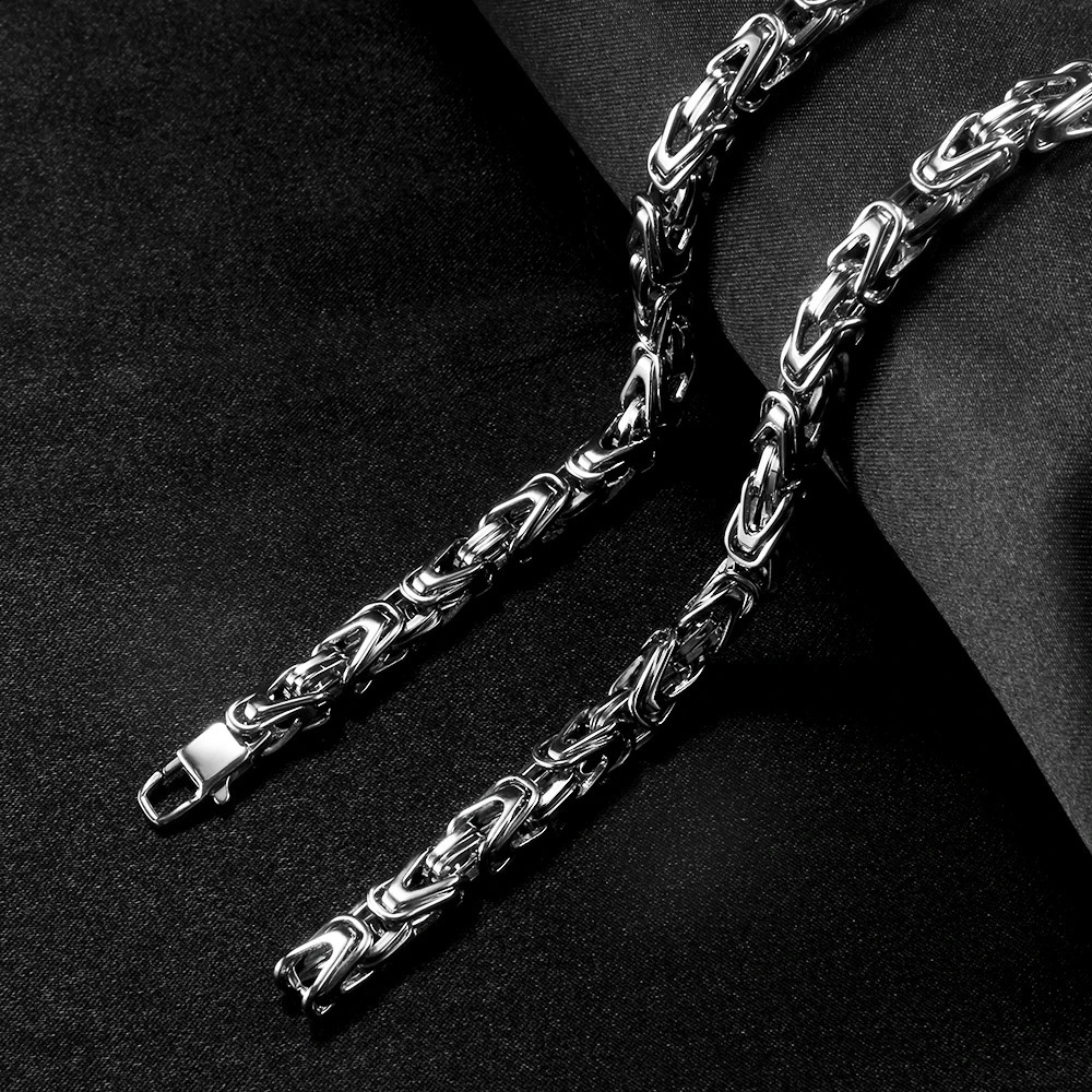 Stainless steel Byzantine chain necklace mens gold silver hiphop party jewelry gift selling 240807wtt - view 3