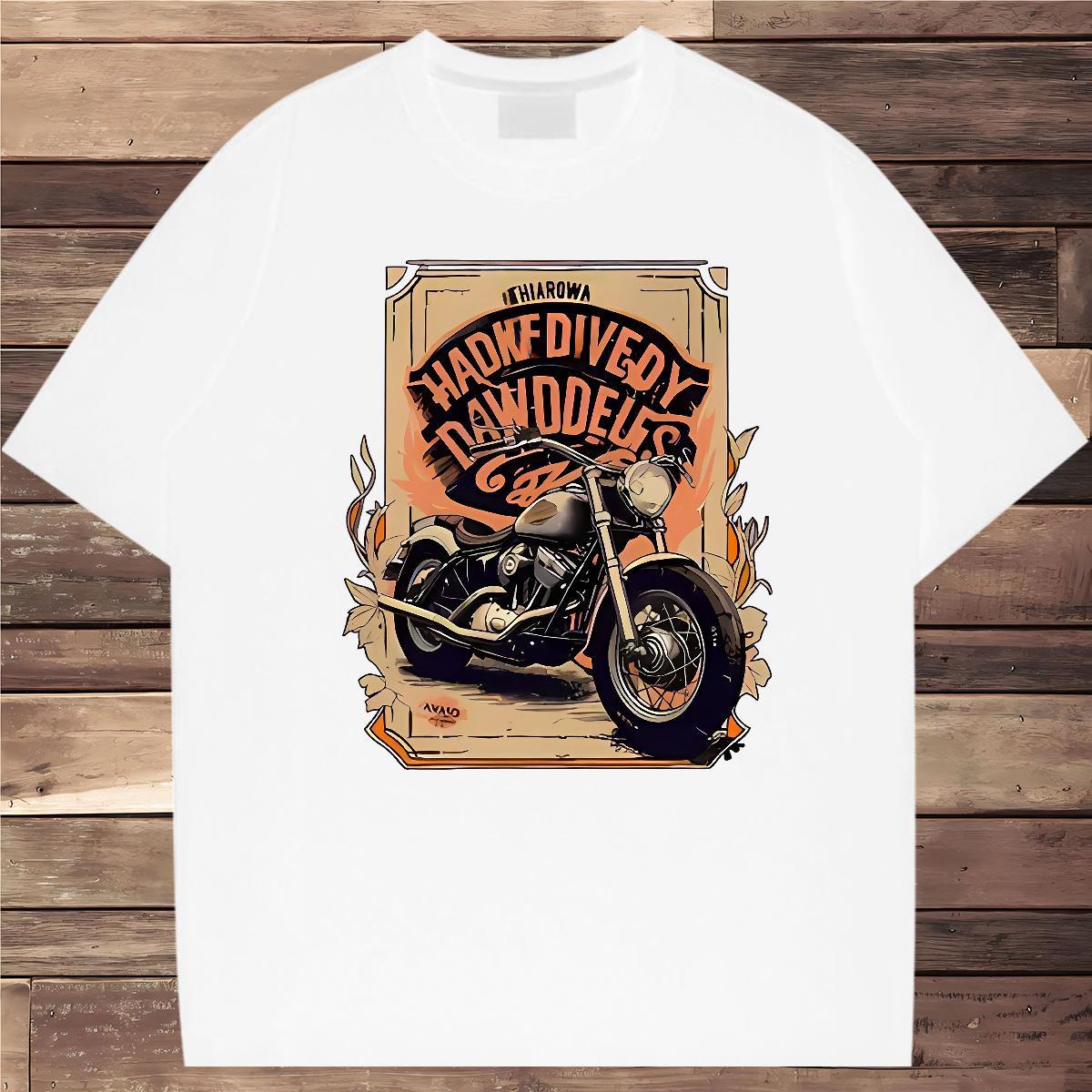 2024 230g Pure Cotton T shirt Motorcycle Summer Casual Tshirt for Man Woman Tees Shirts Breathable Classic Black White