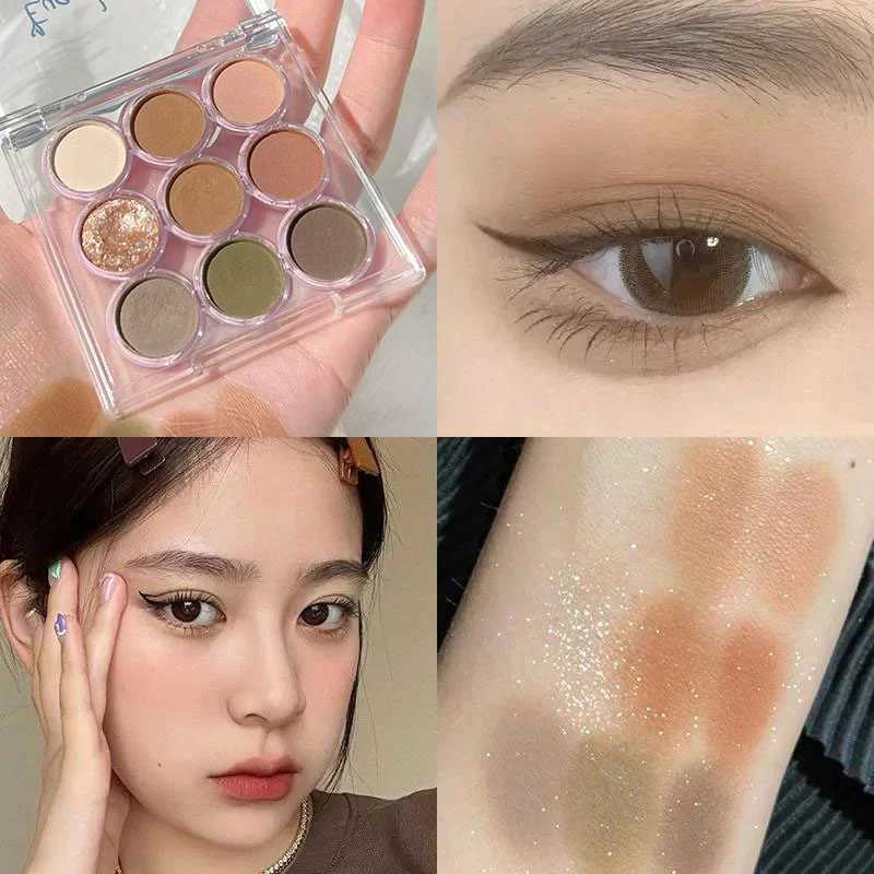 9-color glitter eye shadow palette smoke purple lace shimmer matte acrylic eye shadow palette waterproof eye shadowW241212