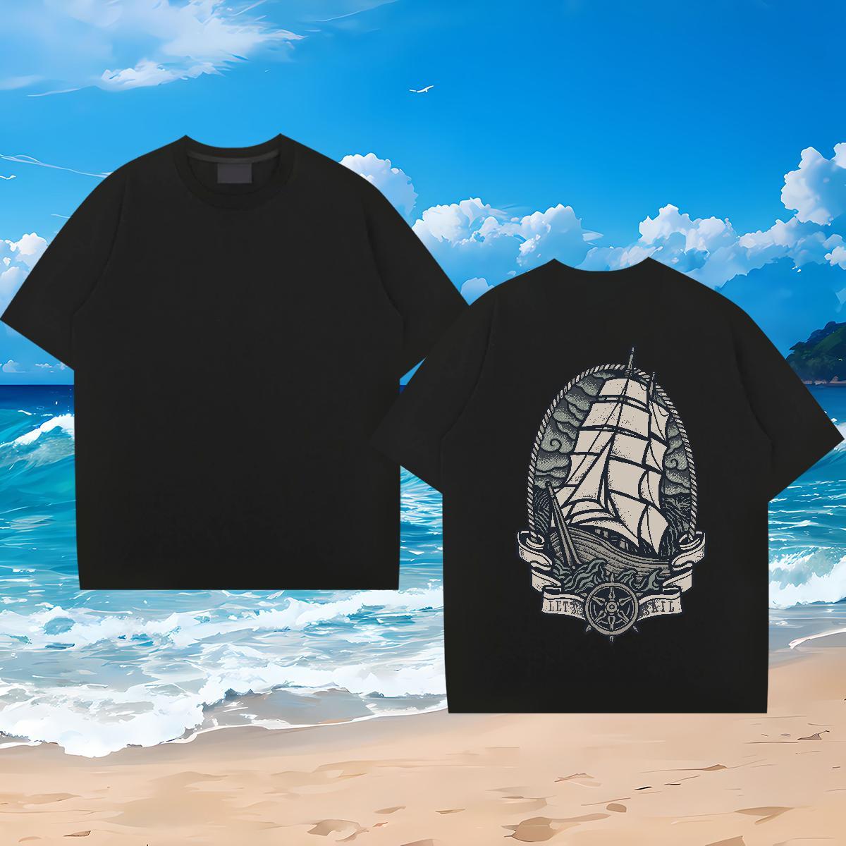 Classic Casual T shirt ship Wear 230g 100% Cotton Daily Outfit Brand DIY Logo Oversized Breathable Crew Neck Mens Tshirts