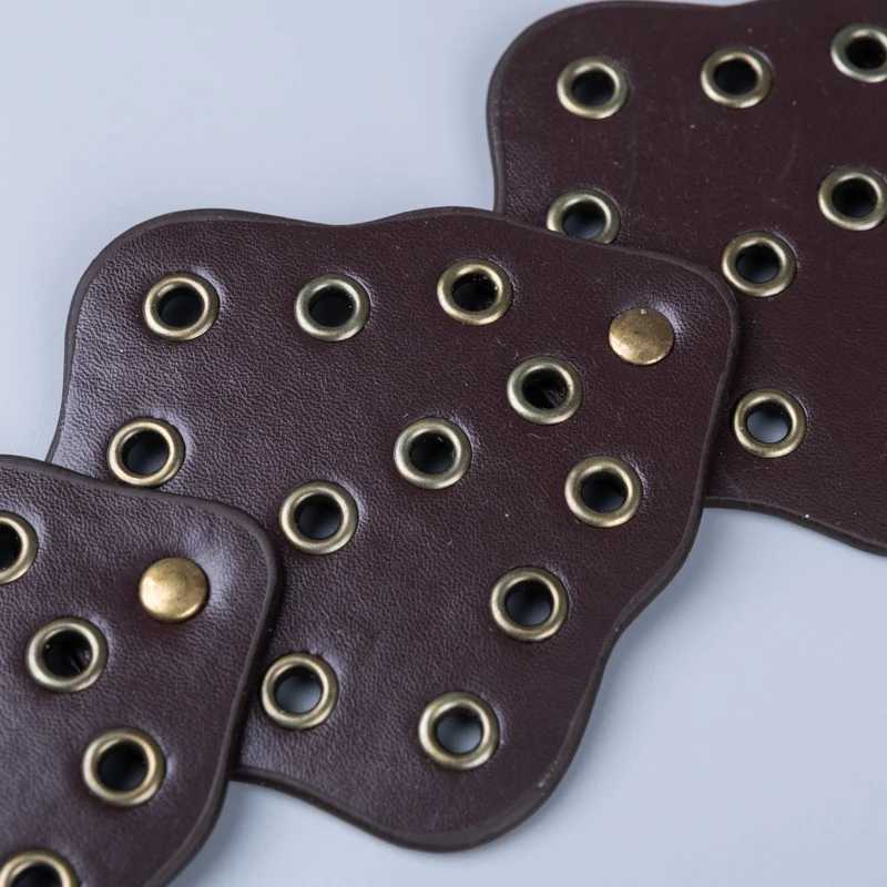 Belts Ladies vintage hook and loop multi color rivet hollow denim belts For Women Decorative bellyband Wear out Waist accessories Y240810Y5DJ