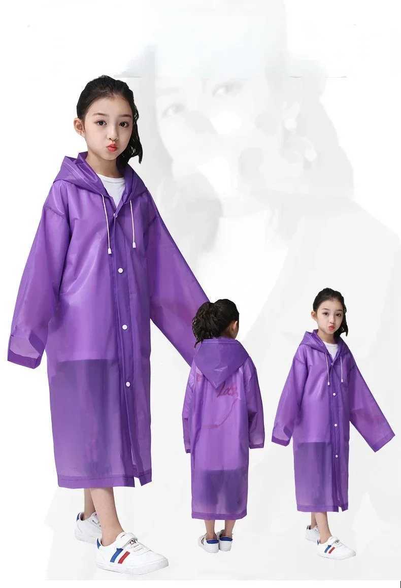 Fashion Childrens Raincoat High-quality EVA Waterproof Thickened Raincoat Outdoor Hiking Reusable Transparent Raincoat Y240810