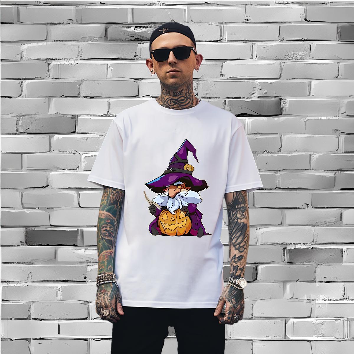 Soft T-Shirts halloween Crew Neck Street wear Hip Hop Cartoon Print 230g Cotton Tshirts Fashion Designer Tees