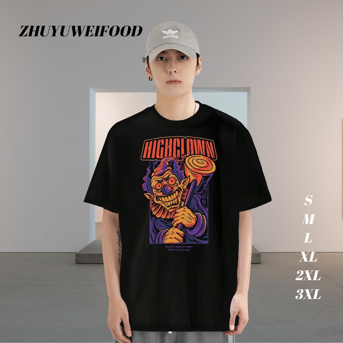 Stylist T-Shirts for Men portrait Wear 230g Cotton Casual Daily Wear Popular Anime Crew Neck Breathable Men Tshirts