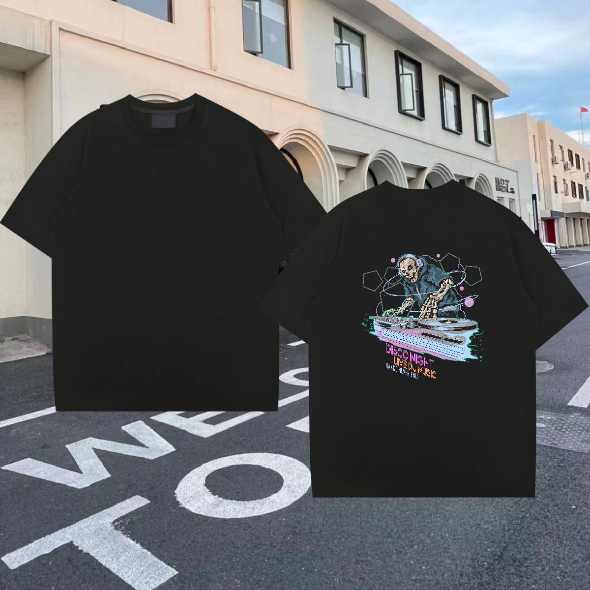 2024 Summer Men T Shirts skull Clothes 230g Cotton Daily Outfit Cool Skull Breathable Short Sleeve Men Tshirts