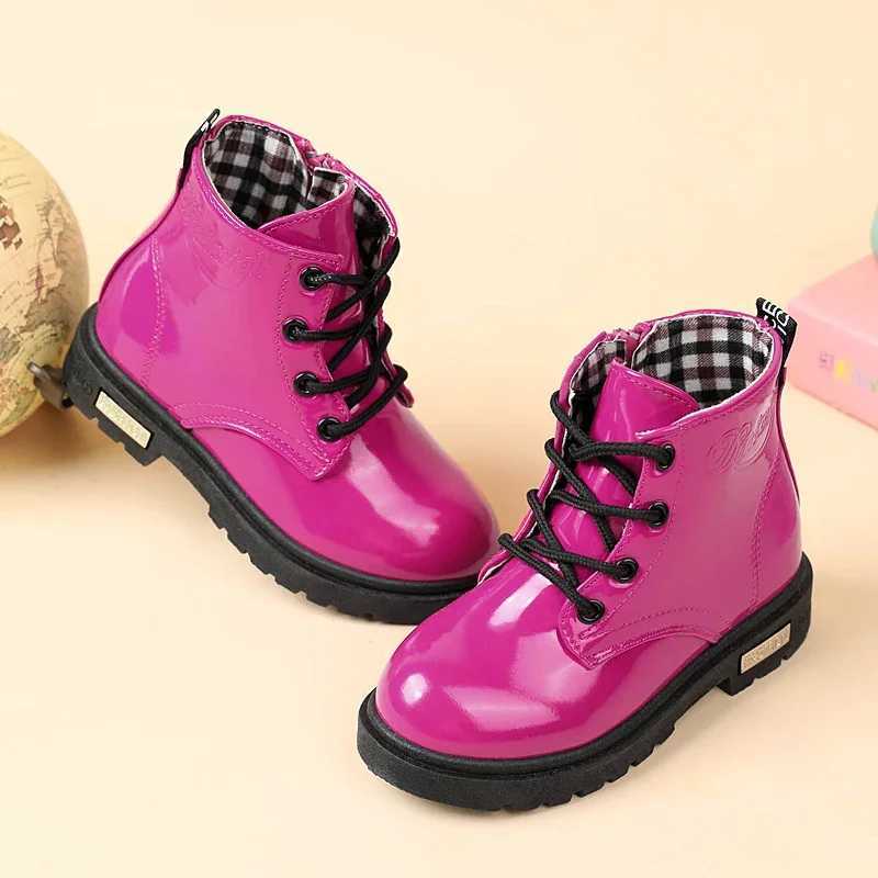 2024 New Winter Childrens Shoes PU Leather Waterproof Plush Boots Childrens Snow Boots Brand Girls and Boys Casual Boots Fashion Sports Shoes W240810