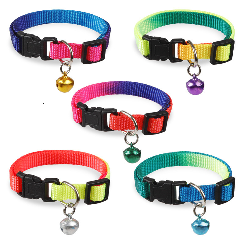 Multicolor Hawo Pet Collar with Bell for Cats - 1.0 cm3, Lightweight Nylon Material