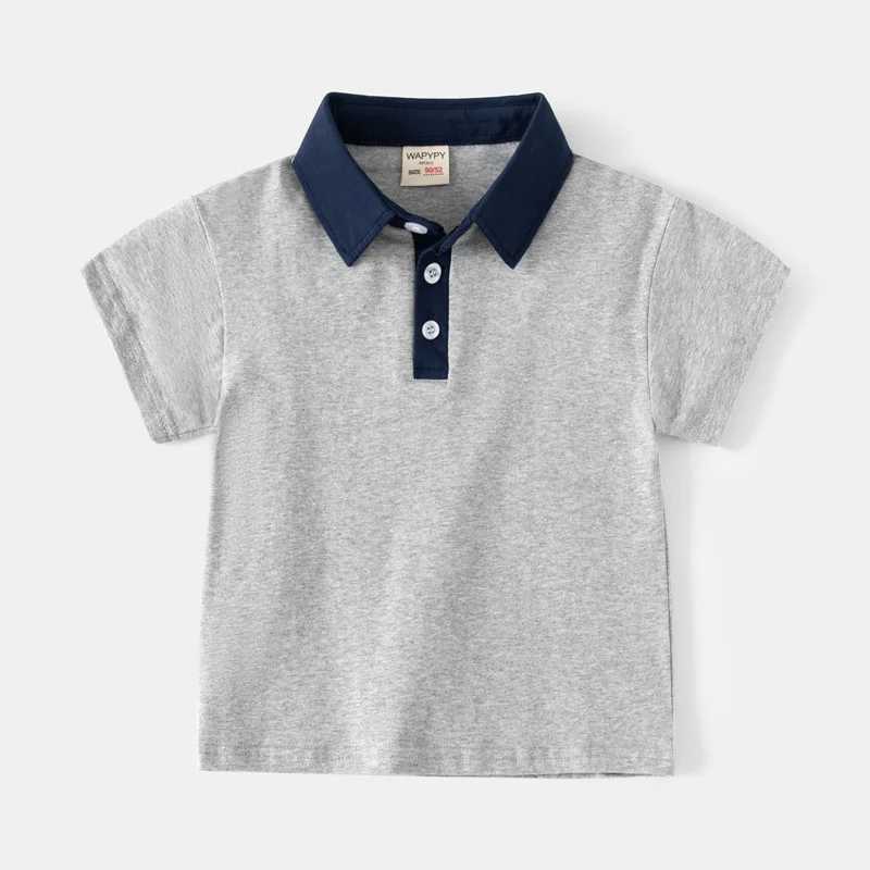 2024 Summer New Kids Short Sleeve T-shirt Boys Contrast Color Polo Shirt Fashionable Breathable Cotton Ages 3-8 4 ColorsXJ241225