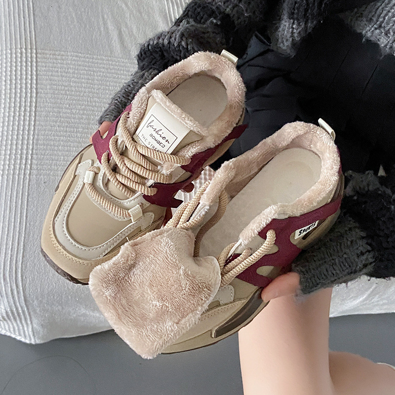 Ddmysports Winter New Instagram Korean Edition Plushed Forrest Gump Shoes For Female Students Warm Dad Leisure Street Shoot B Outdoor