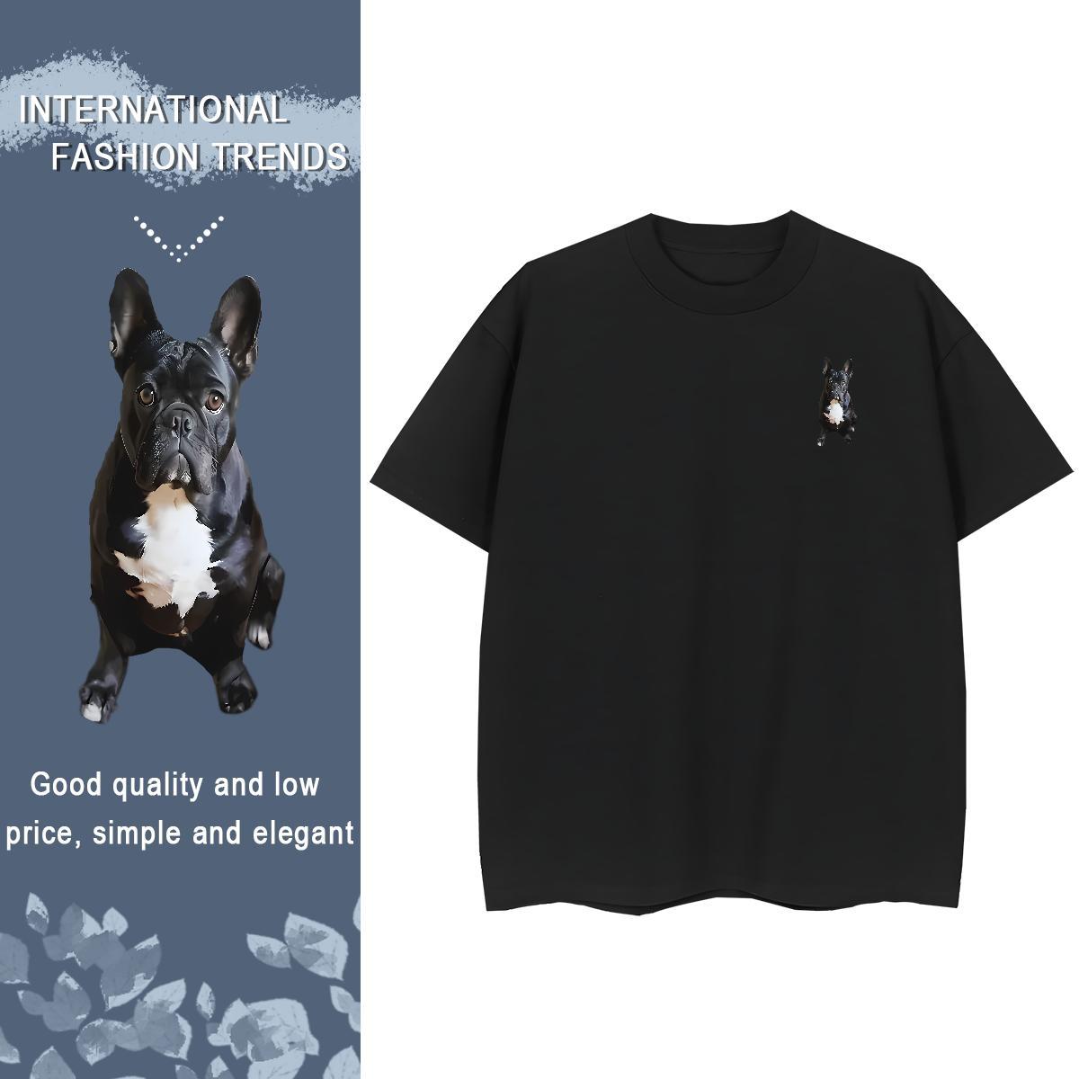 T-Shirts for Men 230g 100% Cotton dog Casual Beach Breathable Short Sleeve Anime Tshirts Fashion Unisex Tees Shirts