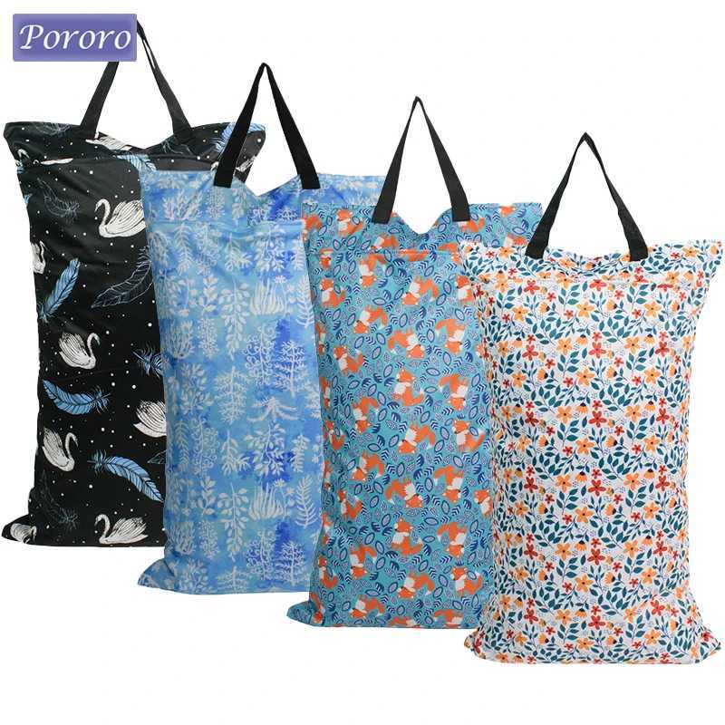 40 * 70cm large clothes hanger wet dry paint bag double zipper waterproof wet clothing bag laundry diaper bag printed portable bag W240812
