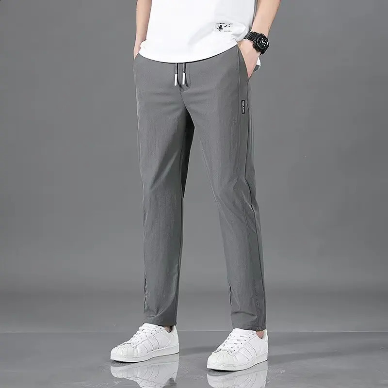 Mens Trousers Casual Solid Breathable Slim Straight Pants Male Joggers Thin Quick Dry Sweatpants Sports Pants Hiking Pants Men 240816