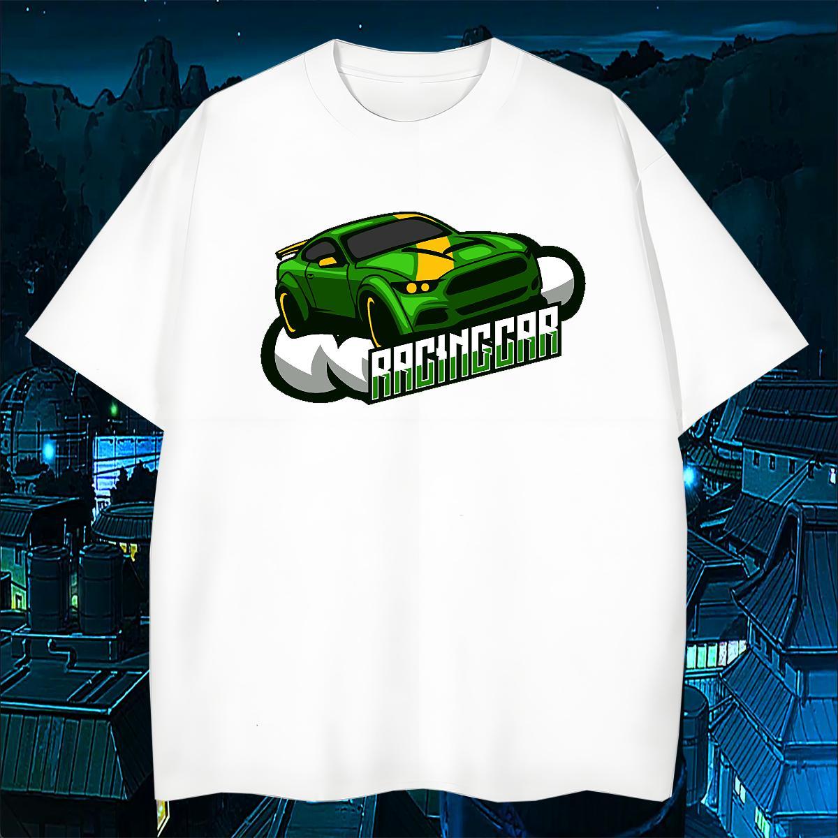 TOP Quality Men Clothes T-Shirt car 100% Cotton 230g Hip Hop Round Neck Short Sleeve Man T Shirts Anime 2024 New Tees